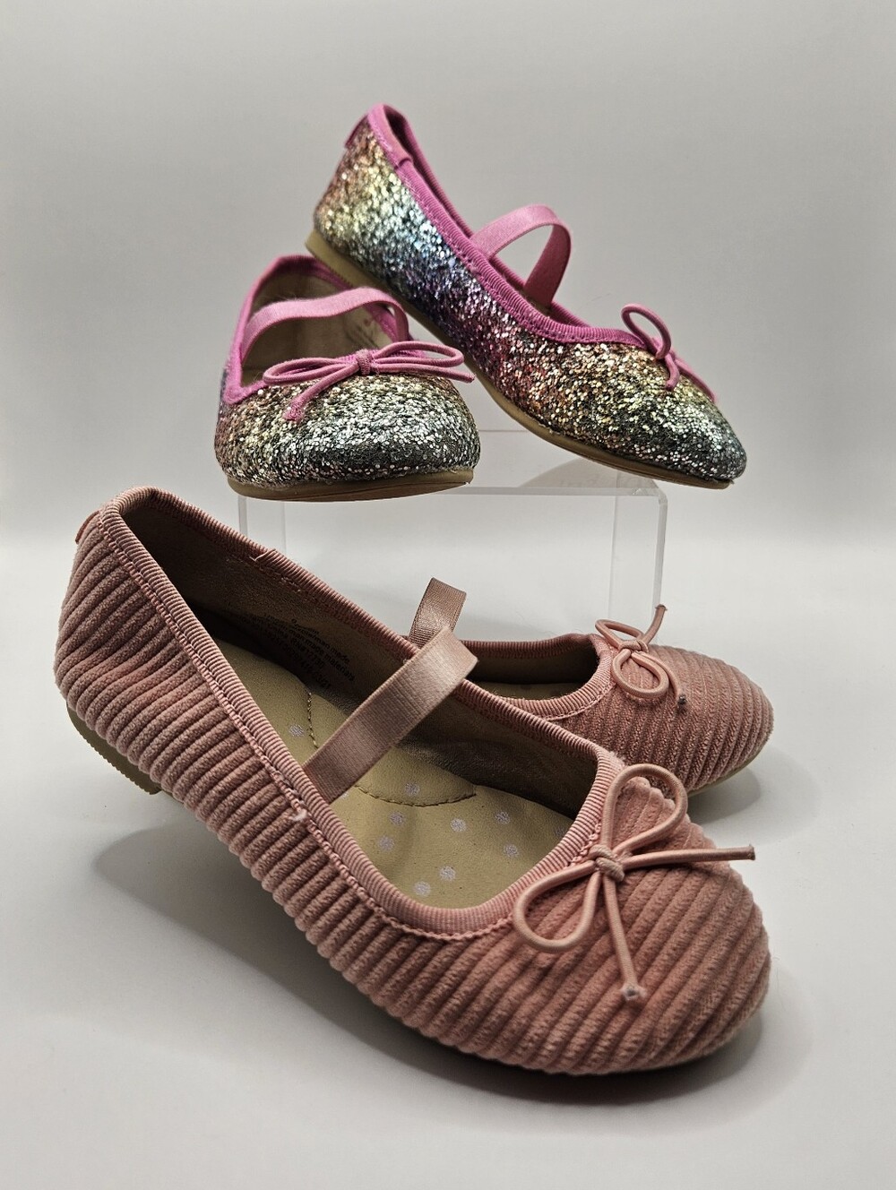 Cat & Jack Glitter & Dusty Rose Ballet Flats - 2 Pair Bundle. Size 9
